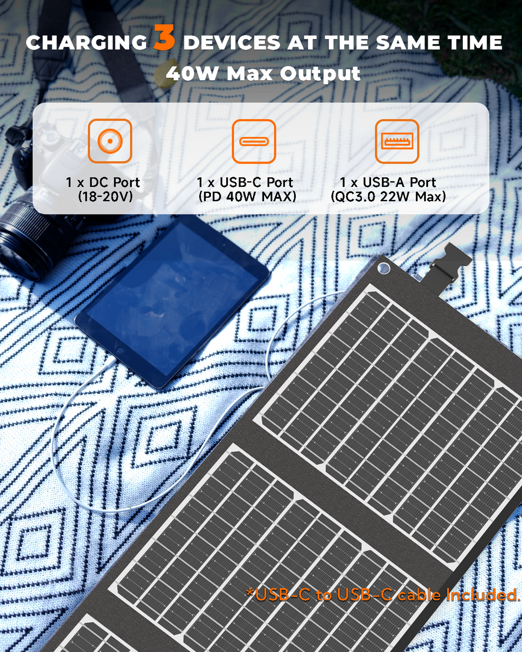 LUM Solar 40 Portable Solar Panel-Black - VALORÉ